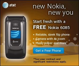 Actual banner ad from at&t’s Nokia6085 New Year’s sales drive, part of a larger series of 23 different sizes