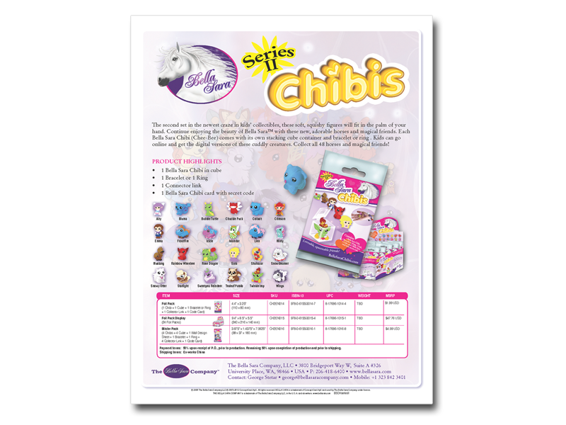 The Bella Sara Company, CHIBIS Marketing sell sheet and costs list