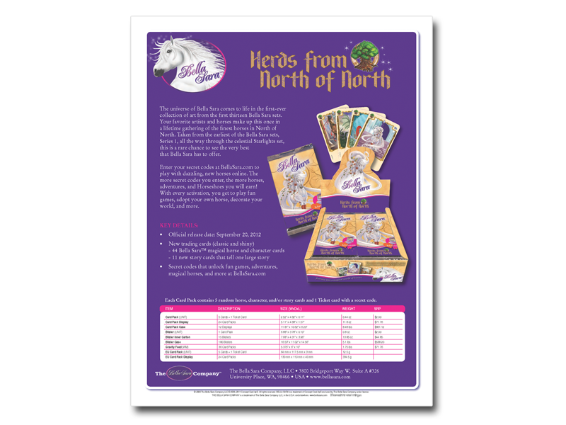 The Bella Sara Company, Herds from North of North card Marketing sell sheet and costs list