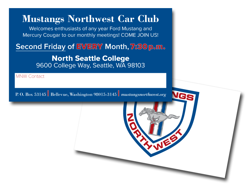 Mustangs Northwest Calling card