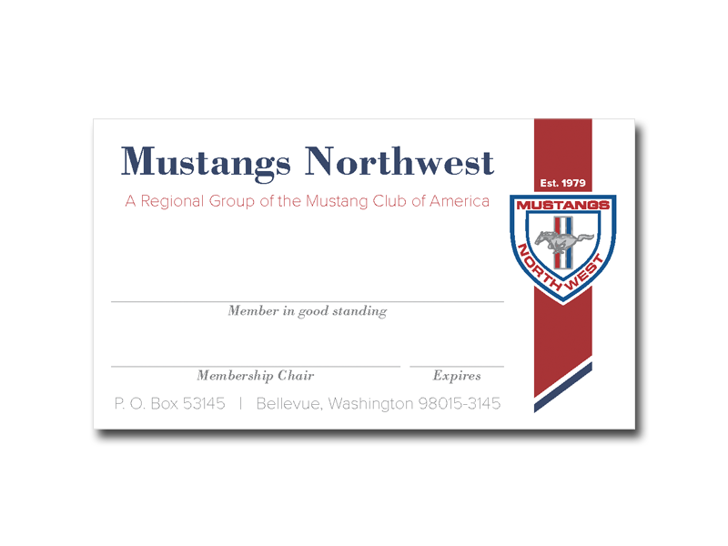 Mustangs Northwest Membership card