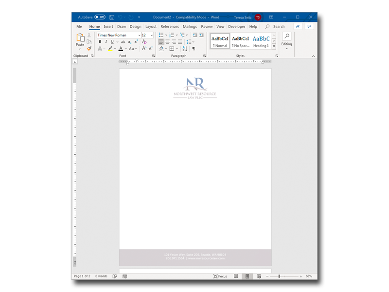 Northwest Resource Law PLLC business system Word template